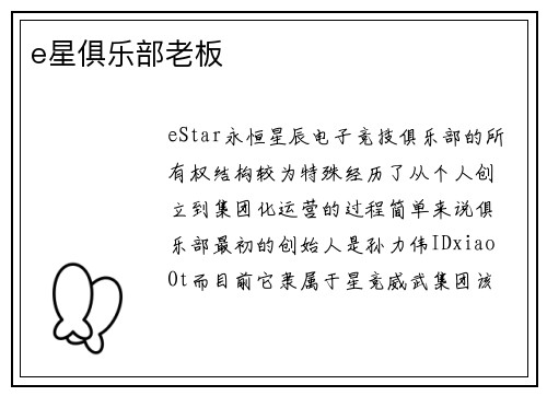 e星俱乐部老板